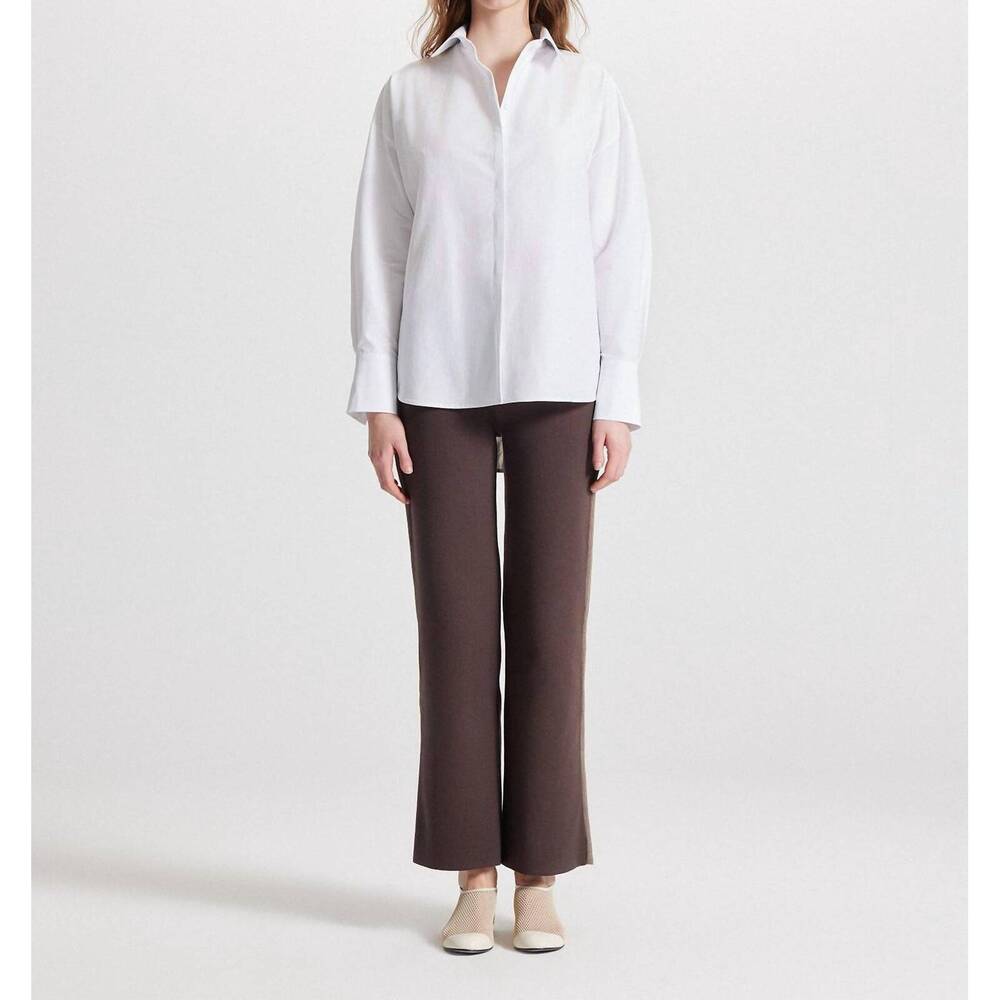 NEW THEO THE LABEL echo print back banker shirt in white/leopard